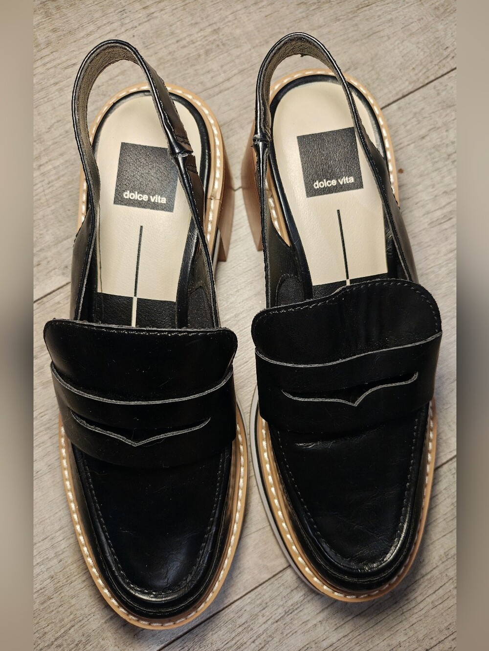 Dolce Vita Hattie Slingback Block Heel Loafer in Black Stella. - Picture 9 of 14